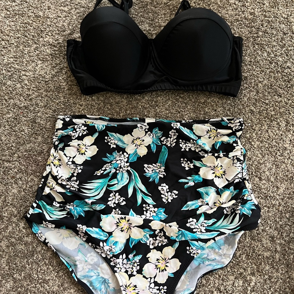 Amazon Black Floral Bikini Set